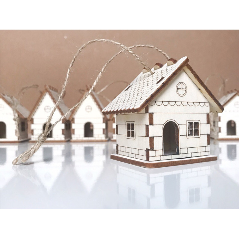 Christmas decoration &quot;House hanging 3 pieces and gift box&quot;