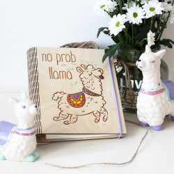 Wooden notebook "No Prob Lama"
